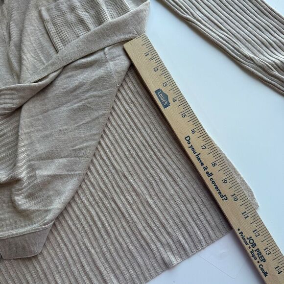 INC International Concepts Ribbed Open Front Long Cardigan Sweater Beige Medium - Picture 9 of 11